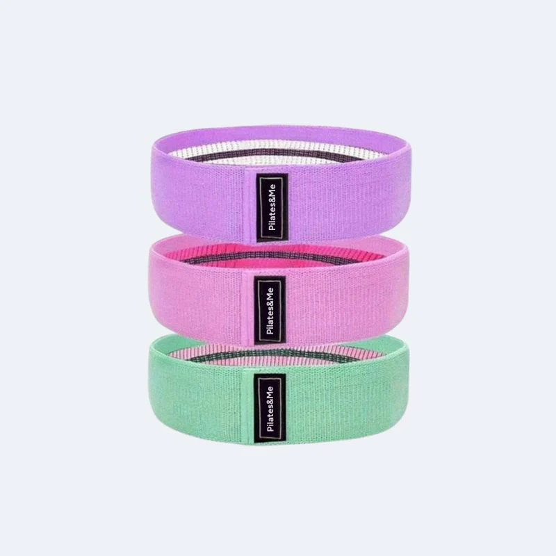 3x Bandes élastiques Pilates Rose - Léger, Moyen, Fort