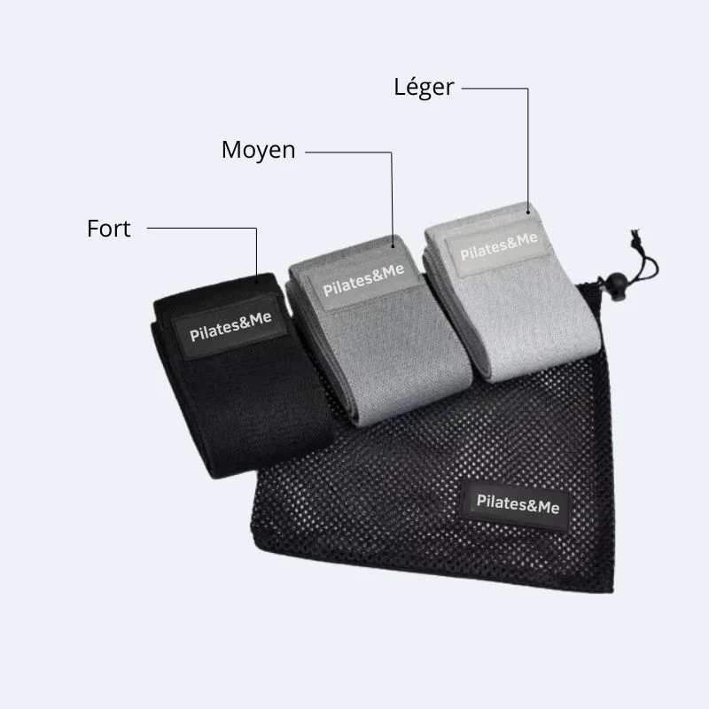 3x Bandes élastiques Pilates Noir - Léger, Moyen, Fort – Image 2